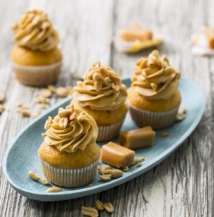 Erdnuss Karamell Cupcakes mit Mascarpone