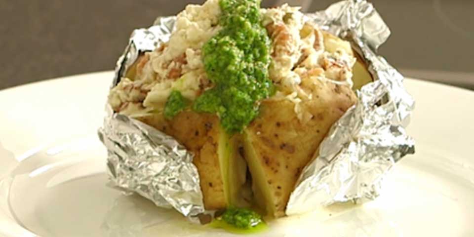 Ofenkartoffel mit krabben mascarpone fuellung