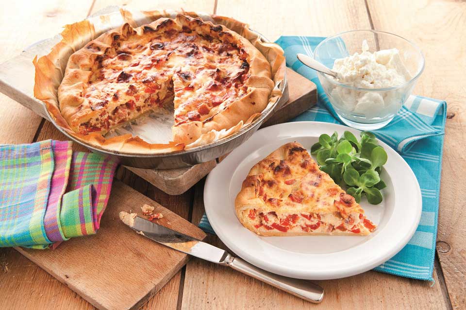 Ricotta Quiche mit Bacon und Paprika