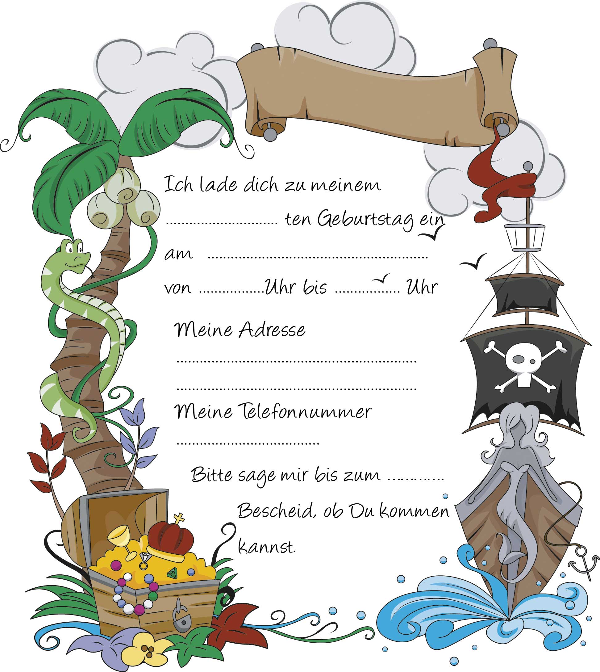 Geburtstagseinladungen Kinder Schatz Piraten Einladungskarten Kindergeburtstag 