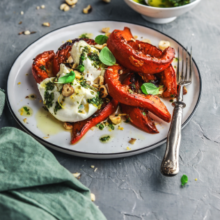 Büffelmozzarella mit geröstetem Kürbis